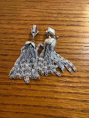Sarah Coventry Silver Tassel Chain Clip-On Earrings